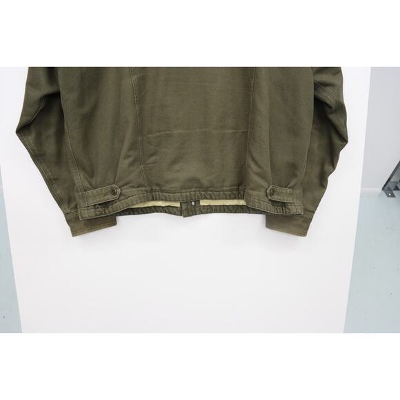 Eddie Bauer Barn Chore Rustic 90's Zip Jacket Leather Collar Olive Men L Tall - Picture 10 of 16